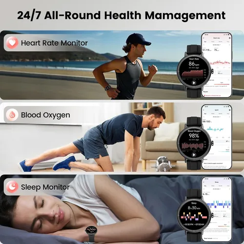 Miniatura 7 de Reloj inteligente para mujeres, rastreador de actividad física HD de 1.27" pulgadas con llamadas Bluetooth (respuesta y realizar), reloj inteligente