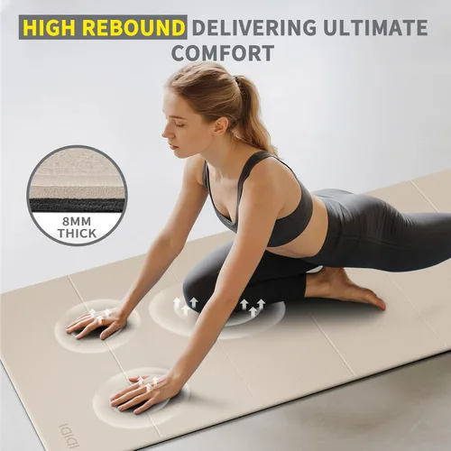 Miniatura 4 de Tapete plegable extra grande de yoga y fitness de 0.315 pulgadas (74 x 31.5 x 0.32 pulgadas), tapete de pilates ligero y antideslizante de doble