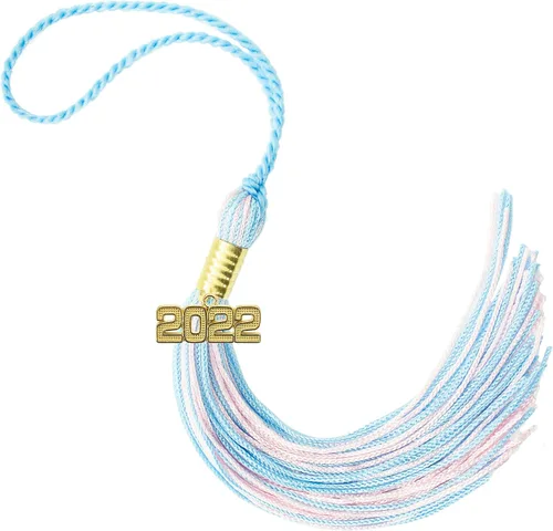 Miniatura 299 de Borla de graduación Aqua 2022, todos los colores escolares disponibles, fabricada en Estados Unidos
