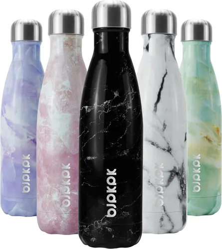 Miniatura 105 de BJPKPK Botella de Agua Aislada 17oz Botellas de Agua de Acero Inoxidable Apta para Lavavajillas Metal Térmica Mantiene Frío y Caliente, Gris Niebla