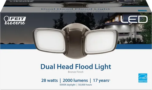 Miniatura 15 de Feit Electric Luz de inundación LED con sensor de movimiento, luz de seguridad de doble cabezal de 2000 lúmenes, 5CCT (2700K-6500K), luz al aire