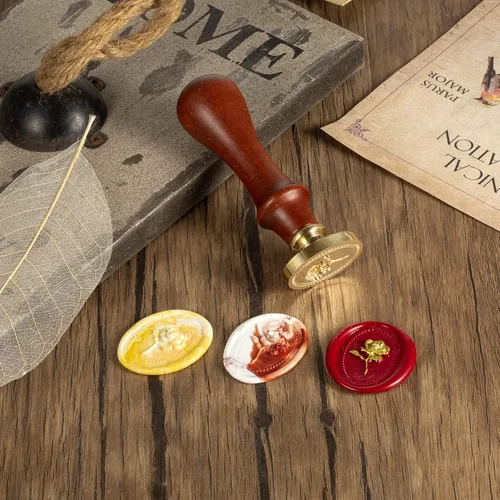 Miniatura 7 de Mceal Sello de cera con mango de madera pulida con sello grabado profundo de 1.18 pulgadas (1.181 in), sello en relieve 3D (Mimi Eden Rose)