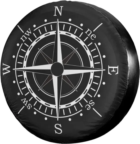 Brújula Sun Dial - Cubierta negra para neumático de repuesto, a prueba de polvo, para remolques, RV, SUV y muchos vehículos, 17 pulgadas