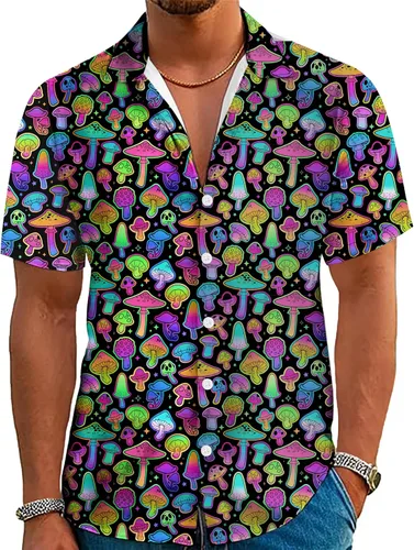 Traje de los años 80 y 90 para hombre, camisa hawaiana de manga corta con botones, divertida, vintage, retro, camisas de playa