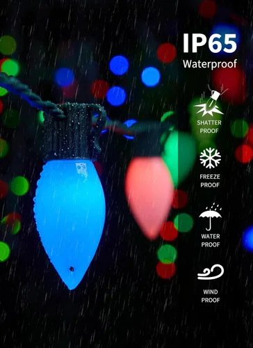 Miniatura 6 de Brightown Smart Christmas Lights Outdoor, 100 LED C9 Christmas Tree Lights with Remote, APP Controlled, Music Sync, Waterproof Connectable C9 String