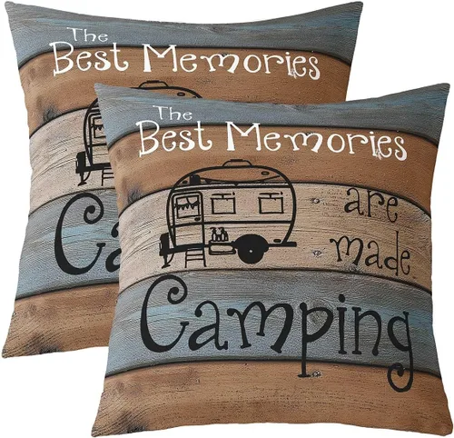 Miniatura 7 de Juego de 2 fundas de almohada de 16 x 16 pulgadas, fundas de almohada decorativas de camping feliz para decoración de caravanas para sofá cama