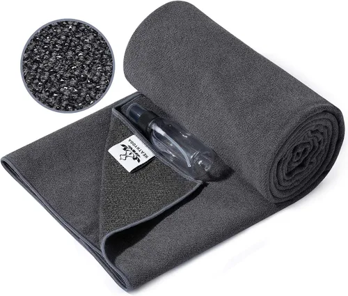 Heathyoga Toalla de Esterilla de Yoga Antideslizante para Yoga Caliente con Agarre de Silicona y Botella de Spray Gratis, 72"X26" Extra Grande de