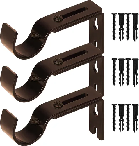 Miniatura 9 de Soportes de barra de cortina de alta calidad, paquete de 2 soportes de pared ajustables, soportes para barra de cortina para barra de 1 pulgada Negro