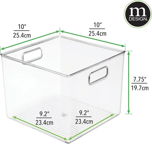 Miniatura 9 de mDesign Cesta organizadora de almacenamiento moderna de plástico con asas para la organización del baño, estantes, cubos, gabinetes, tocador