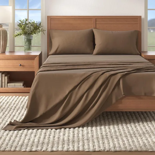 Miniatura 15 de Great Bay Home - Juego de sábanas de franela tamaño individual - 100% algodón turco, de doble cepillado, sábanas de invierno - Juego de ropa de cama