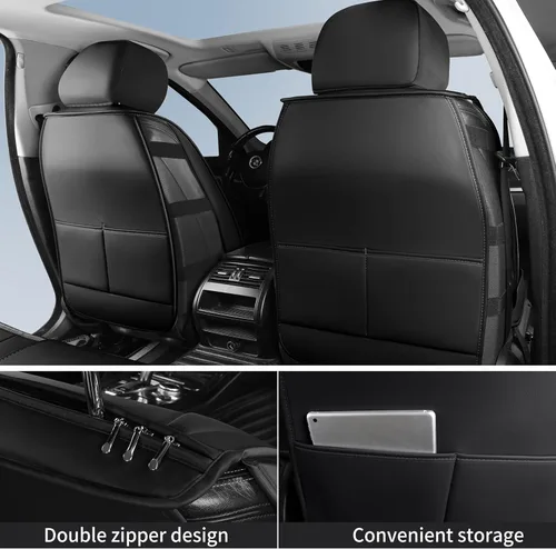 Miniatura 2 de HChengkikz Fundas de Asiento de Automóvil Par Delantero, Fundas de Asiento de Cuero Nappa Transpirable para Automóviles, Cojines Universales