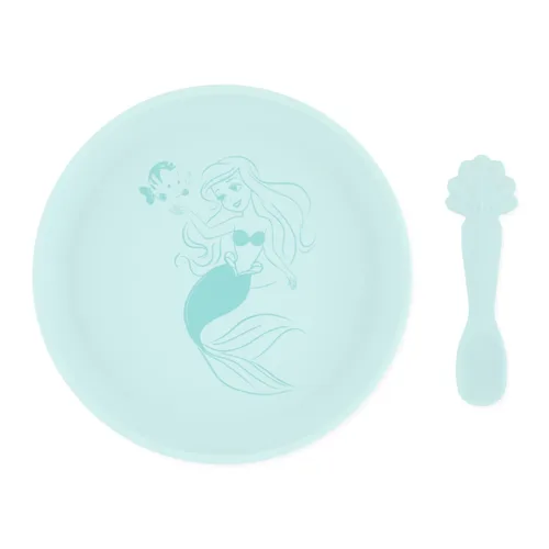 Bumkins Disney - Juego de platos y cucharas para bebés y niños pequeños, plato de silicona para bebés y niños, destete LED, suministros de