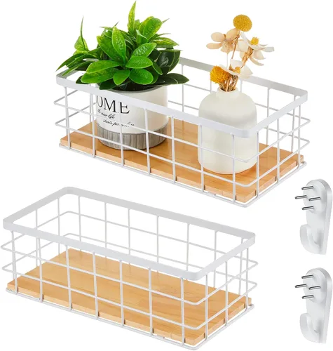 Miniatura 10 de Funrous 2 Piezas Cesta de Alambre Pequeña de Metal para Colgar en la Pared Cesta de Alambre para Colgar Organizador de Almacenamiento Pequeño