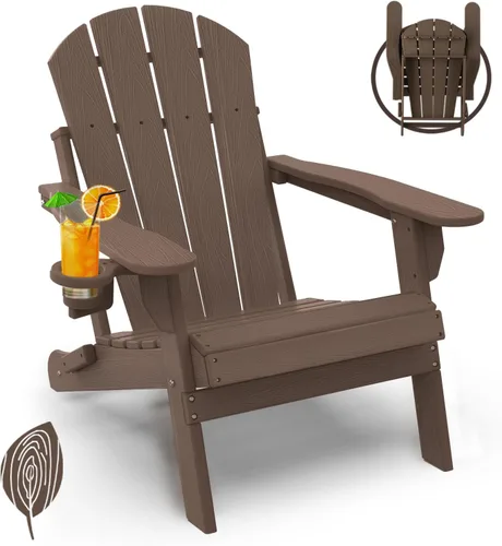 Miniatura 20 de GREENVINES Juego de 2 sillas plegables Adirondack Plástico HDPE Silla para hoguera Todo clima Portavasos Rojo para terraza, patio
