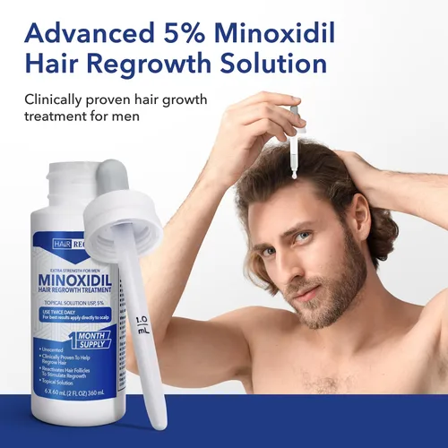 Miniatura 3 de Hair Regen Minoxidil líquido para hombres 5% – Solución tópica avanzada para el crecimiento – Tratamiento de crecimiento para hombres pérdida
