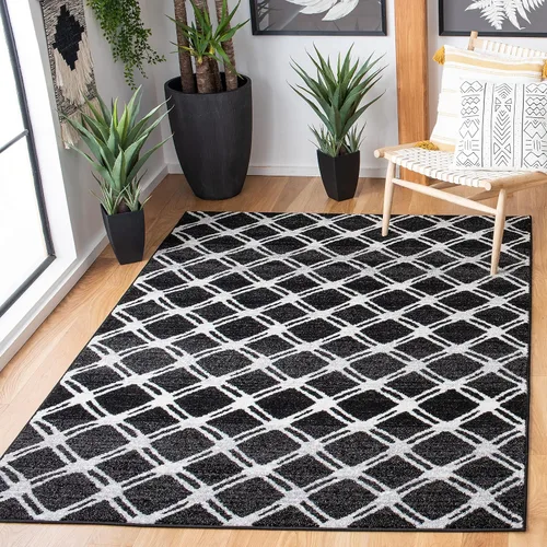 Miniatura 13 de SAFAVIEH Adirondack Collection - Alfombra decorativa, 2 pies 6 pulgadas x 4 pies, color plateado y carbón, diseño moderno de enrejado, no desprende