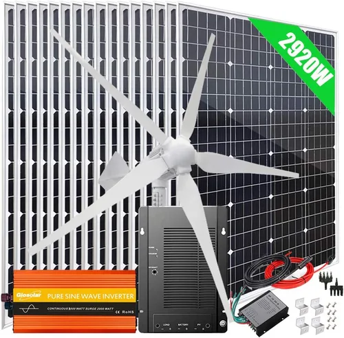Kit solar de viento de 2920 W, sistema fuera de la red, cargador de batería de 48 V: 16 paneles solares mono de 120 W + generador de turbina eólica