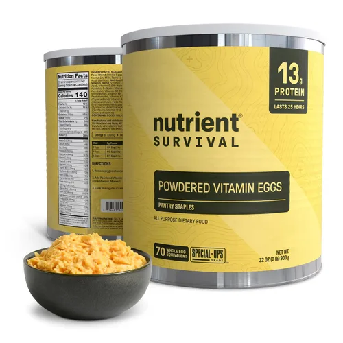 Mezcla de huevos en polvo con vitaminas Nutrient Survival equivalente a 70 huevos, liofilizada, suministros para preparacionistas y suministro de