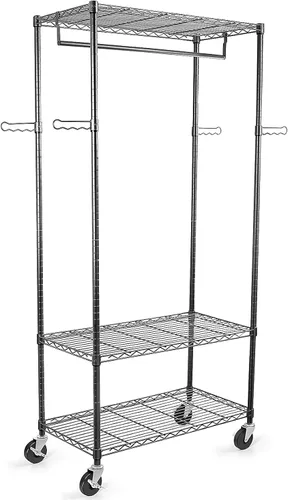 Miniatura 8 de WDT Estantes de almacenamiento de 3 niveles, estantes de metal resistente, estante ajustable con ruedas para el hogar, oficina, garaje, cocina