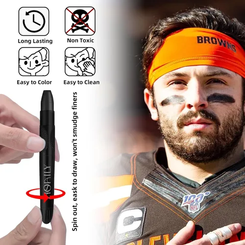 Miniatura 3 de HOSAILY Palo negro de ojos, pintura facial deportiva para softbol, béisbol, fútbol, lacrosse, crema de larga duración, pintura facial y corporal
