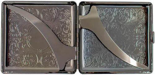 Miniatura 3 de Black Victorian Scroll (Full Pack Kings) Caja de cigarrillos chapada en metal y caja de almacenamiento