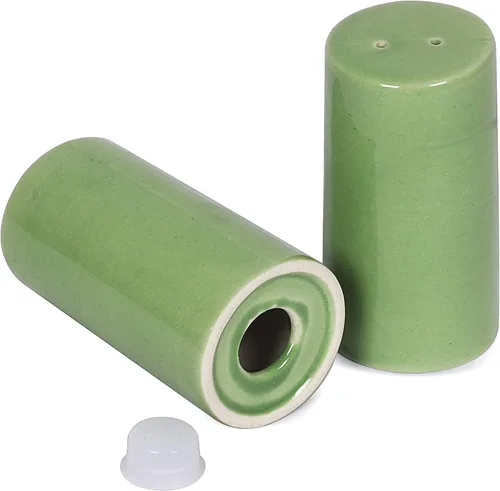 Miniatura 4 de Salero y pimentero de cerámica Soporte para mesa de comedor Dispensadores para el hogar y la cocina verde (juego de 2)