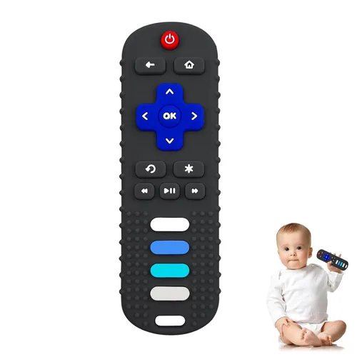 Miniatura 18 de YAPROMO Juguetes de Dentición de Silicona para Bebés, Juguete Control Remoto para Bebés de 3-18 Meses, Juguete de Dentición Control Remoto para Negro