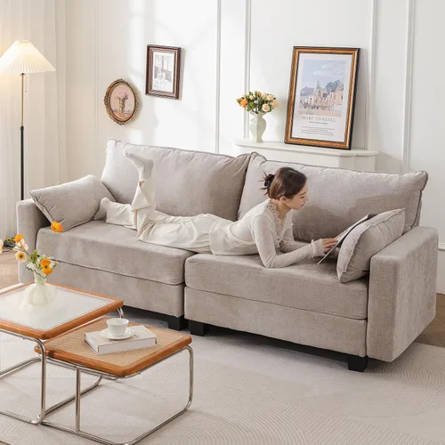 Miniatura 15 de Sofá de dos plazas de 53'' con almacenamiento en todos los asientos, sofá seccional modular con asiento profundo, cómodo sofá de gran