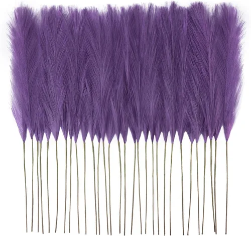 Miniatura 33 de obbsie 50 piezas de decoración de hierba de pampa falsa naranja quemado, 21.6 pulgadas de hierba pomposa artificial corta de otoño, ramas de hierba