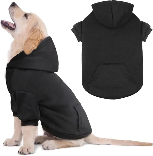 Miniatura 10 de Suéteres para perros grandes, suéter con capucha para perro de vellón cepillado suave sólido, ropa para mascotas, sudadera con capucha para mascotas