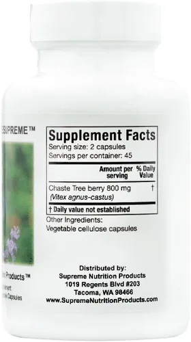 Miniatura 3 de Supreme Nutrition Chaste Tree Supreme, 90 cápsulas vegetarianas de Vitex Pure