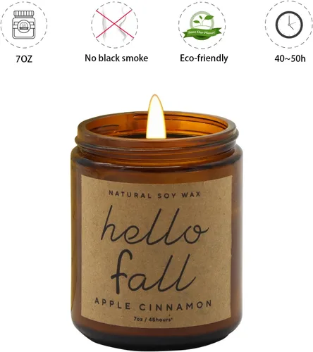 Miniatura 2 de Decoraciones de otoño para el hogar - Velas de otoño, regalos para mujeres, velas perfumadas naturales de cera de soja con aroma a manzana y canela