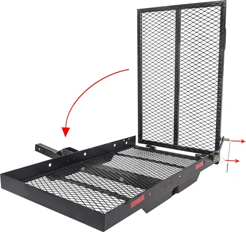 Miniatura 8 de ECOTRIC Transportador de carga de enganche de 46.2 x 26.8 x 38.7 pulgadas con rampa plegable de 500 libras de capacidad, soporte de enganche