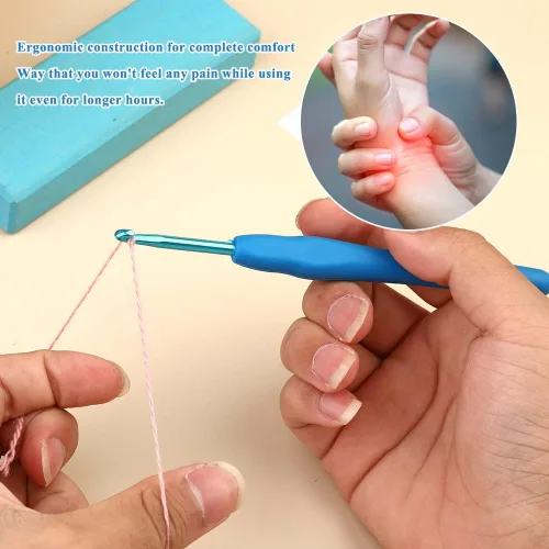 Miniatura 6 de Gancho de ganchillo para principiantes de 0.157 in, mango ergonómico para manos artríticas, agujas de tejer cómodas y suaves para bricolaje hecho a