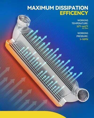 Miniatura 3 de PHILTOP Intercooler universal de E/S de 27"x7"x2.5" * 2.5", intercooler plateado del turbocompresor