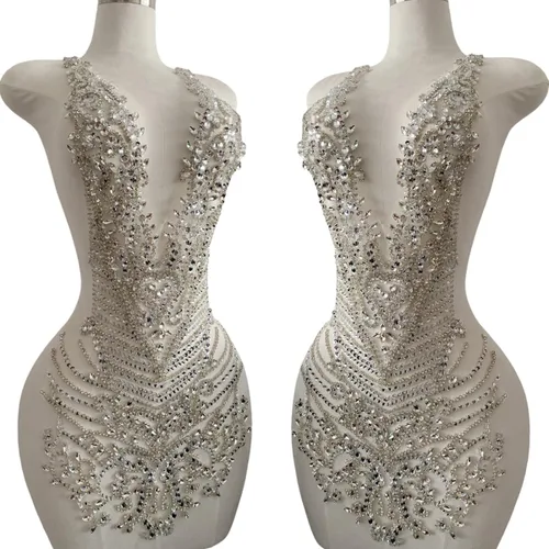 Miniatura 11 de Apliques de diamantes de imitación hechos a mano para coser en cuentas, parches de recorte, accesorios para vestido de novia, parche de encaje