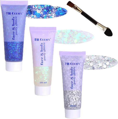 Miniatura 12 de Gel con purpurina para el cuerpo y la cara: Accesorios para conciertos de cantantes, disco, festival, rave, maquillaje con purpurina facial, 150 ml