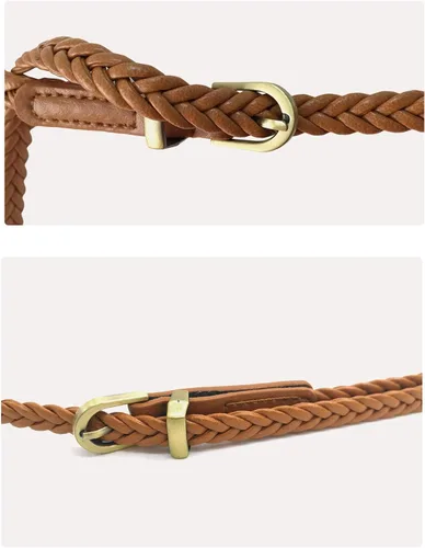 Miniatura 6 de Cinturón delgado de piel sintética para mujer, diseño de punto a la moda, cinturón de cintura para niñas