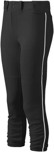 Mizuno Pantalón bombilla, con presillas para cinturón, para mujer. Negro-blanco