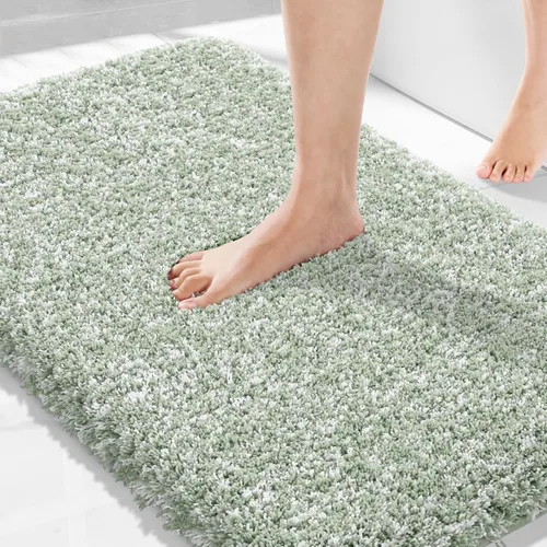 Miniatura 75 de Yimobra Alfombra de baño de felpa esponjosa, súper lanuda suave, cómoda, antideslizante, absorbente de agua, alfombra de baño de microfibra que se