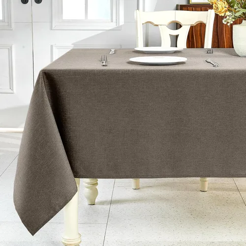 Miniatura 22 de IVAPUPU Mantel de Lino Texturizado para Mesa Rectangular - Mantel de Tela Impermeable Rectangular Sin Arrugas Limpiable Cubierta de Comedor