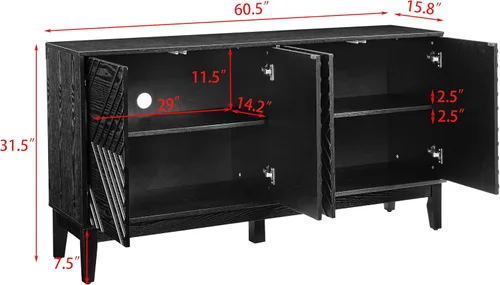 Miniatura 2 de Henf Mesa consola moderna de 47.2 pulgadas, diseño ondulado, mesa de entrada con 3 cajones y 3 estantes ajustables, mesas de sofá de madera