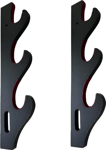 Miniatura 8 de Soporte de espada Katana de montaje en pared, 1 par de terciopelo acolchado ajustable gancho soporte de exhibición Samurai Sword Hanger sable de luz