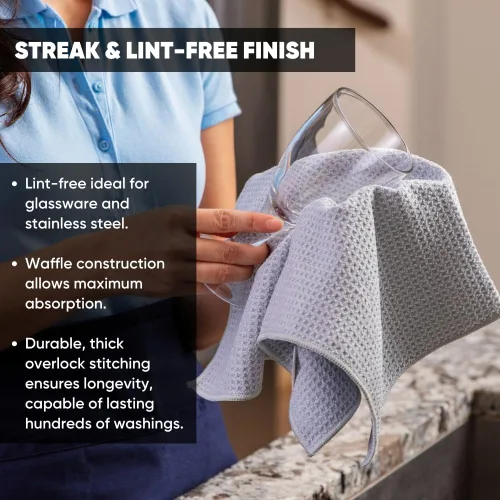 Miniatura 3 de Toallas de cocina de microfibra con tejido gofre, absorbentes, sin pelusas, gruesas, reutilizables, comerciales, suaves, para manos, té, vidrio