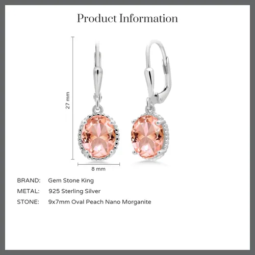 Miniatura 21 de Gem Stone King Aretes colgantes de gota para mujer, plata de ley 925, piedra natal ovalada de 0.354 x 0.276 in, joyería fina, regalos para ella