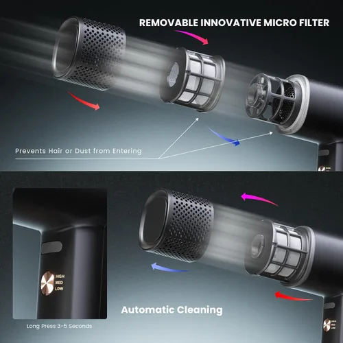 Miniatura 5 de Secador de pelo iónico profesional con difusor, secador iónico de bajo ruido de alta velocidad, potente motor de 1600 vatios para secado rápido