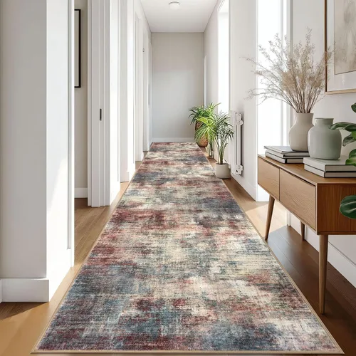 Miniatura 1182 de IOHOUZE Alfombra abstracta lavable de 3 x 12 pies para pasillos, antideslizante para cocina, camino de entrada de lana sintética para interiores
