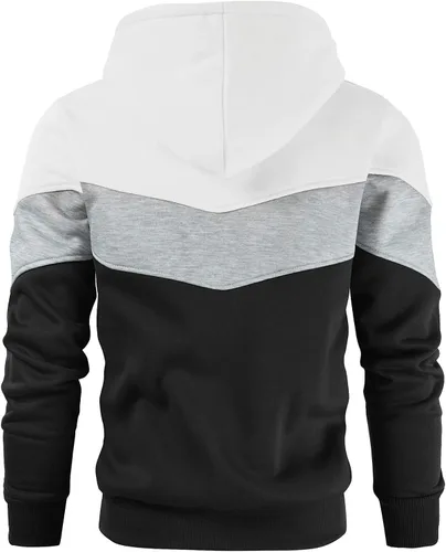 Miniatura 3 de Gesean Sudadera con capucha, de manga larga, para hombre, diseño de bloque de color, estilo informal, con bolsillo
