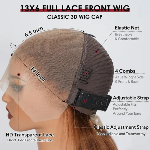 Miniatura 6 de Beluck Pelucas de cabello humano rubio miel ondulado de 13 x 6 pulgadas, densidad 210, ombré, HD, encaje frontal, pelucas de cabello humano