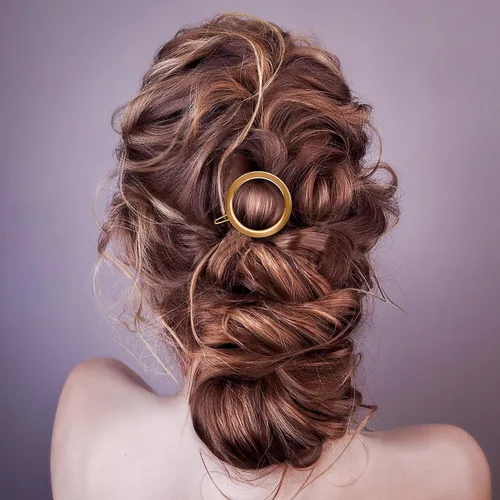 Miniatura 5 de PAGOW 4 pinzas minimalistas para el cabello para mujer, aros huecos dorados y plateados, círculos redondos, geométricos, de metal, delicados